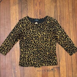 Brittany Black Leopard Print Top - Black and Gold